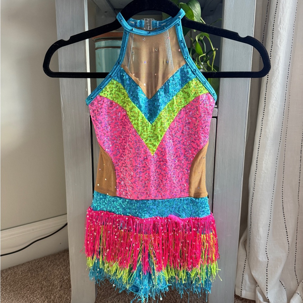 Colorful Sequin Girls Jazz Costume